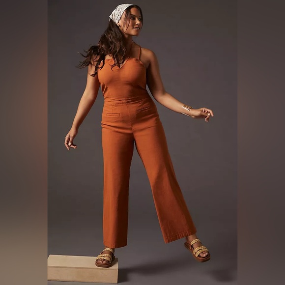 Anthropologie Pants - Anthro Maeve Colette Rust Strappy Back Jumpsuit 14